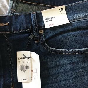 NWT Express Barely Boot stretch mid rise jeans.
